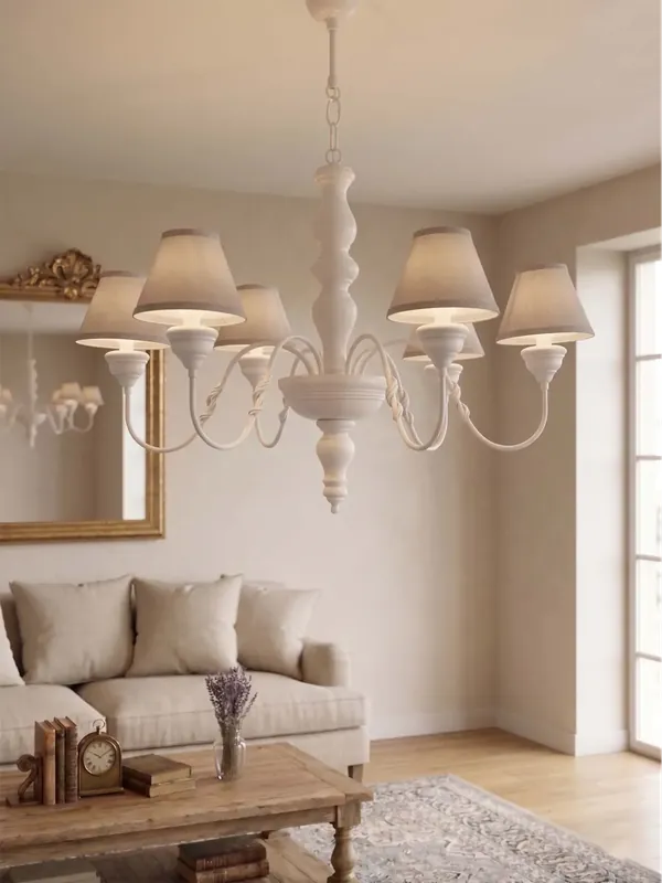 Lampadario classico in legno shabby chic a 6 luci esse 497/6 Ultime Pezzi