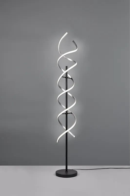 Prezzo Conveniente SEQUENCE PIANTANA LED SPIRALE METALLO ALLUMINIO E NERO CON REGOLAZIONE INTENTouchdimmerTA‘ E TEMPERATURA DI COLORE DELLA LUCE CON INTERRUTTORE TOUCH H. 150CM