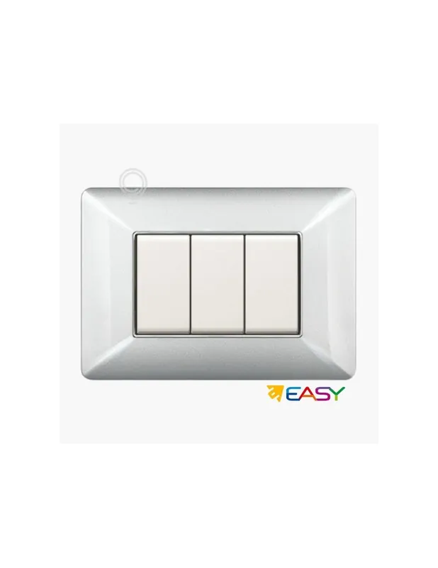 Reso Gratuito Placca coprinterurttore 4 moduli colore alluminio chiaro compatibile Matix