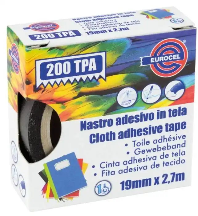 NASTRO ADESIVO IN TELA PLASTIFICATO TPA 19mm x 2,7mt NERO Reso Gratuito