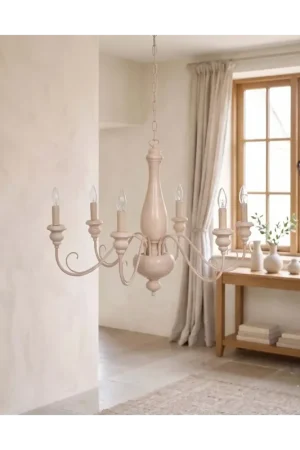 Compra Online Lampadario classico in legno beige a 6 luci esse 496/6
