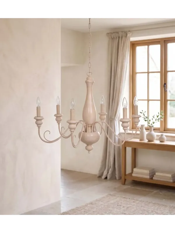 Compra Online Lampadario classico in legno beige a 6 luci esse 496/6