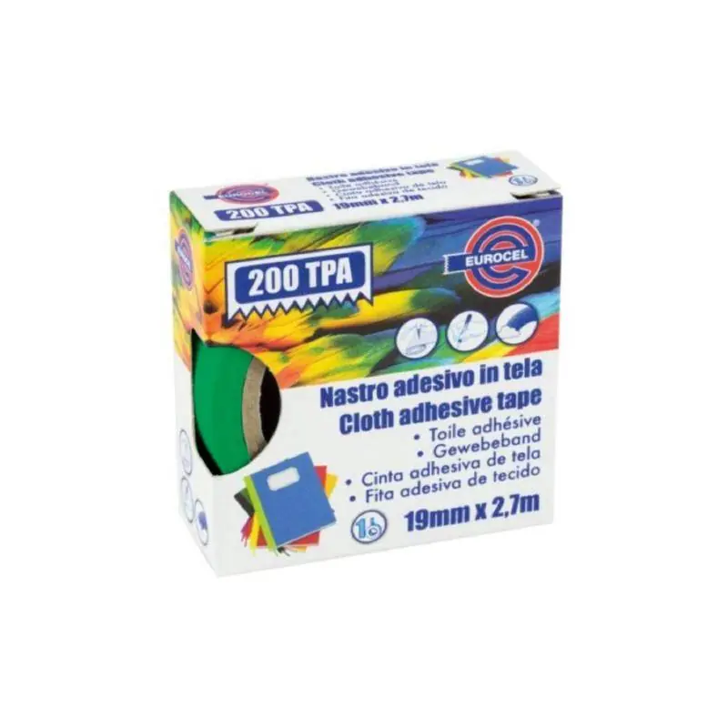 Nuovo Arrivo NASTRO ADESIVO IN TELA PLASTIFICATO TPA 19mm x 2,7mt VERDE
