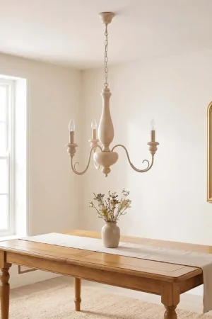 Lampadario classico in legno beige a 3 luci esse 496/3 Occasione