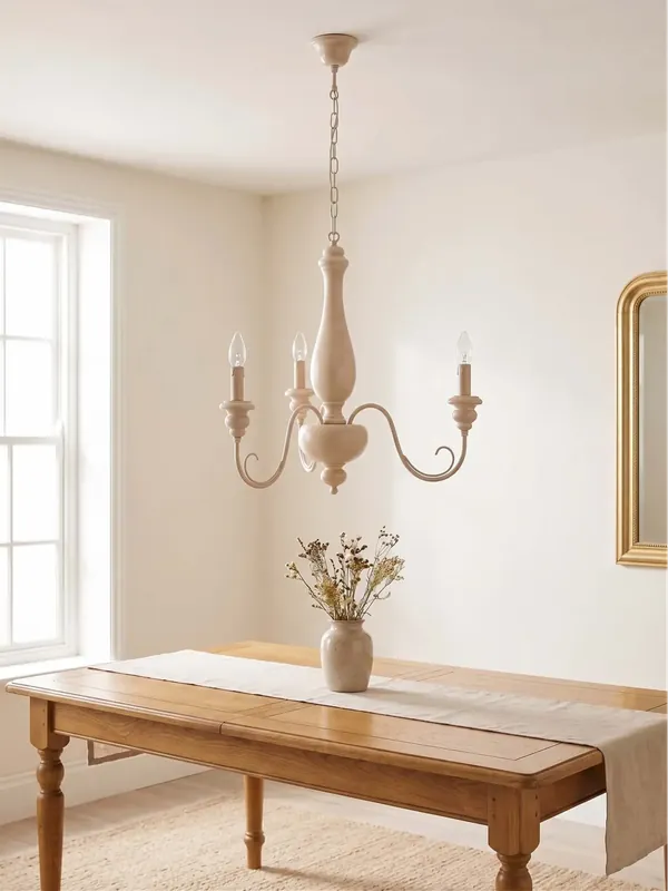 Lampadario classico in legno beige a 3 luci esse 496/3 Occasione