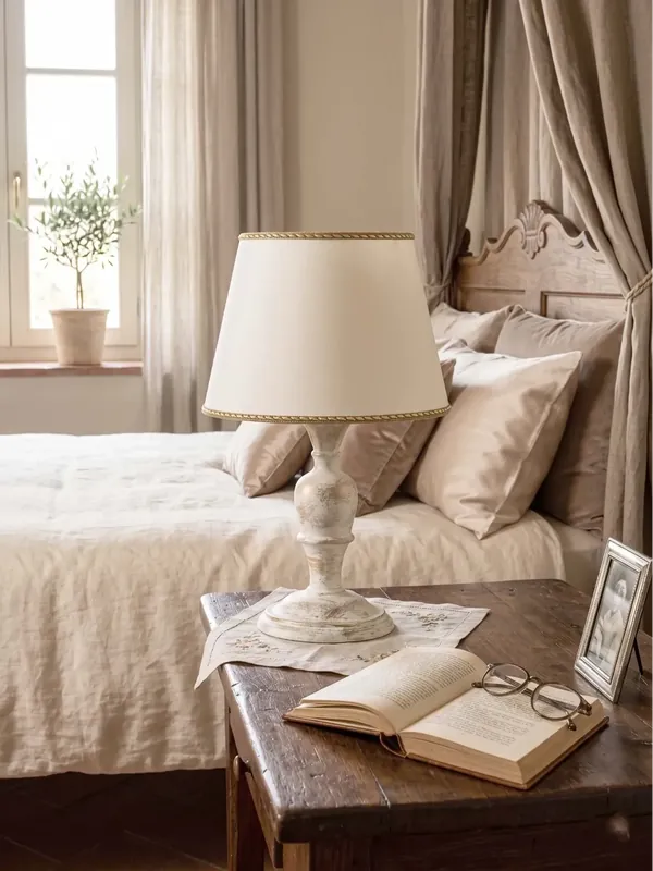 Lumetto classico in legno bianco oro a 1 luce esse 470/bp Occasione Imperdibile