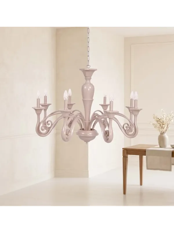Lampadario contemporaneo in legno tortora a 8 luci esse 470/8 Sconto