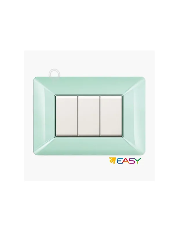 Placca coprinterurttore 3 moduli colore verde pastello compatibile Matix Promozione