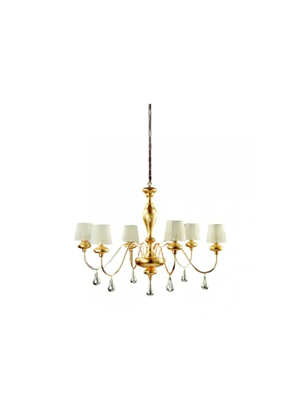 Lampadario classico in legno foglia oro - argento 6 luci esse 460/6 Offerta Del Giorno