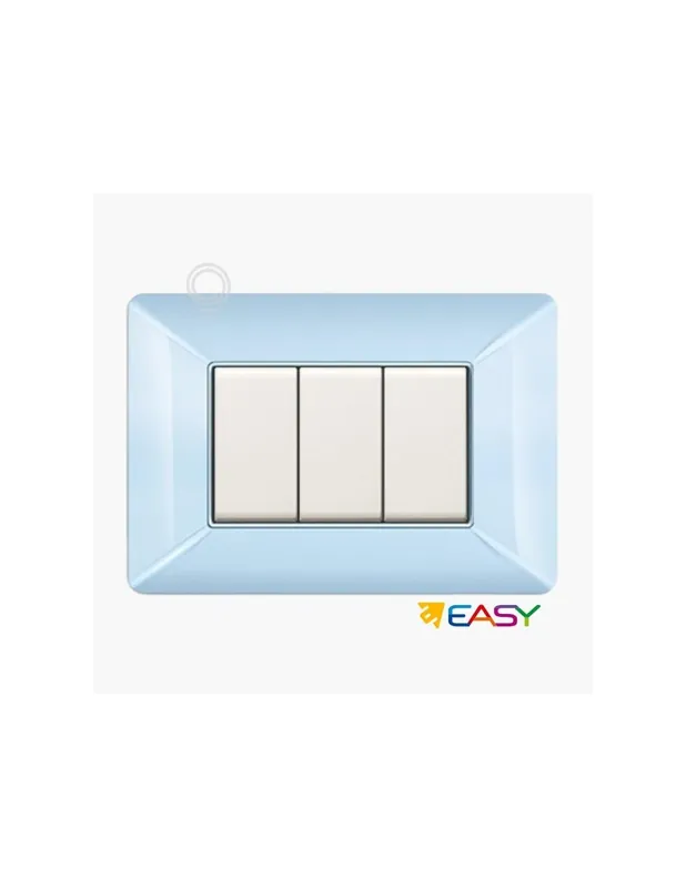 Placca coprinterurttore 3 moduli colore azzurro pastello compatibile Matix Prezzo Conveniente