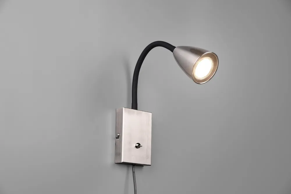 WANDA APPLIQUE FLESTouchdimmerBILE CON INTERRUTTORE METALLO ACCIAIO E NERO H. 24CM Promo Stagionale