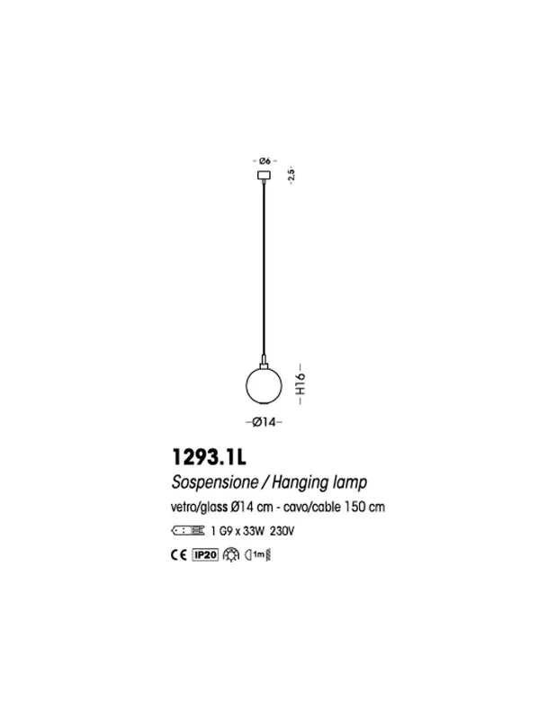 Cangini & Tucci Eclisse 1293.1L sospensione una luce Compra Oggi Stesso