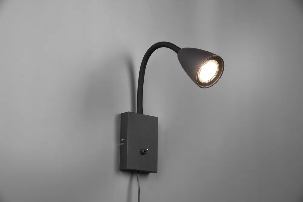 WANDA APPLIQUE FLESTouchdimmerBILE CON INTERRUTTORE METALLO ACCIAIO E NERO H. 24CM Nuova Collezione