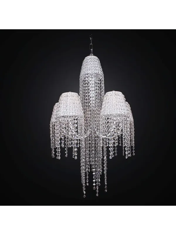 Lampadario classico cascata di cristalli 5 luci BGA 2126/5 design swarovsky A Buon Prezzo