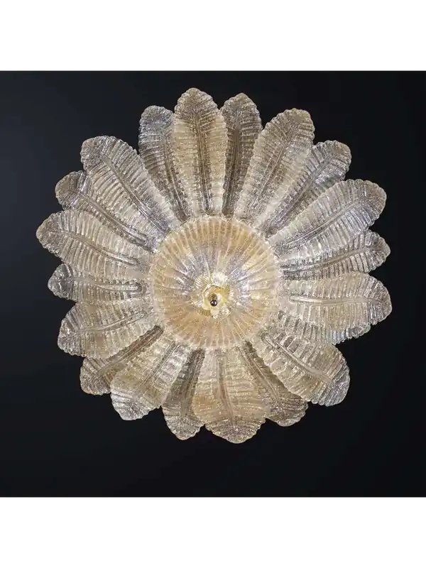 Plafoniera classica in cristallo 20 foglie in graniglia ambra a 12 luci BGA 3422 Prezzo Ridotto