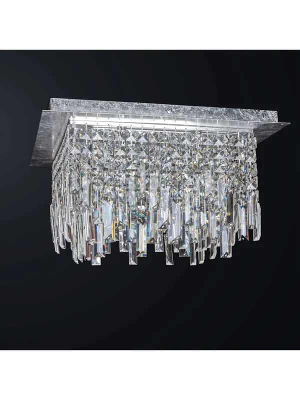Plafoniera foglia argento cascata di cristalli design swarovsky 12 luci BGA 3417 Offerta Lampo