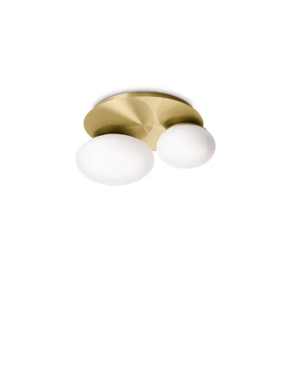 Plafoniera moderna contemporanea oro con sfere bianche a 2 luci DL1814 Affare