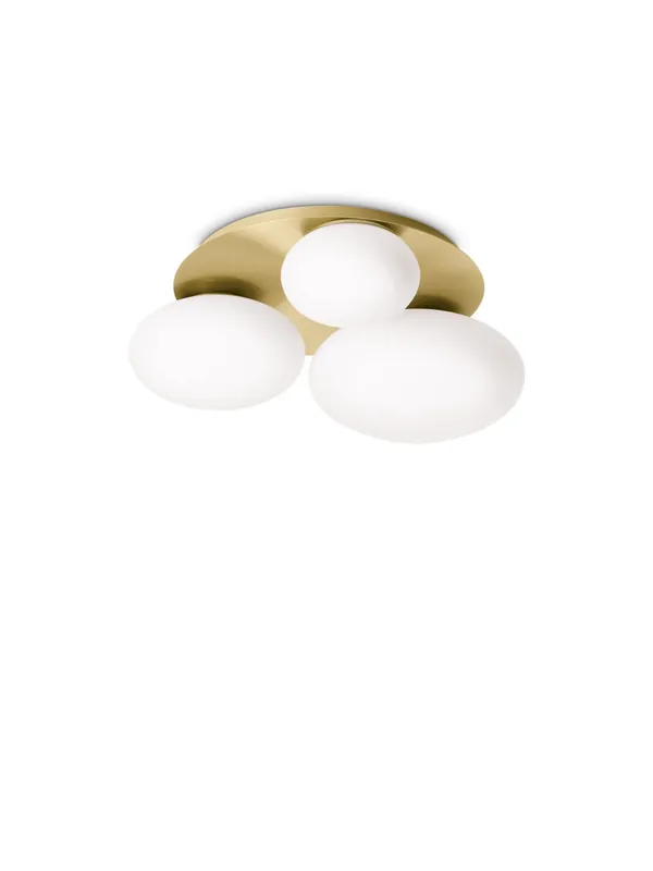 Plafoniera moderna contemporanea oro con sfere bianche a 3 luci DL1813 Offerta