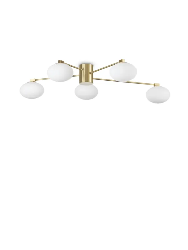 Soddisfatti O Rimborsati Plafoniera moderna minimal oro con sfere bianche a 5 luci DL1812