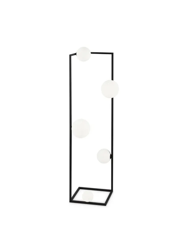 Piantana moderna minimal nero con sfere bianche a 5 luci DL1809 Compra Online