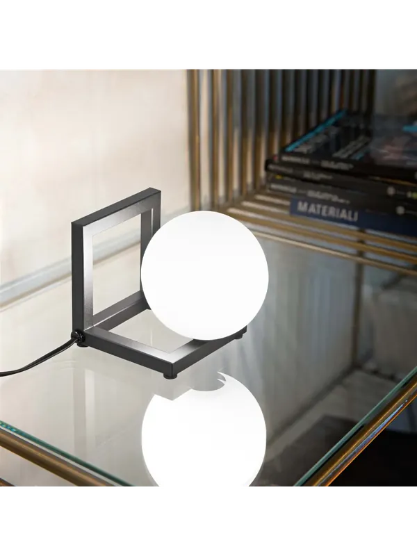 Lumetto moderna minimal nero con sfera bianca a 1 luce DL1808 Novità