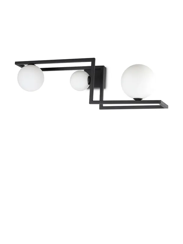 Nuovo Arrivo Plafoniera moderna minimal nero con sfere bianche a 3 luci DL1805