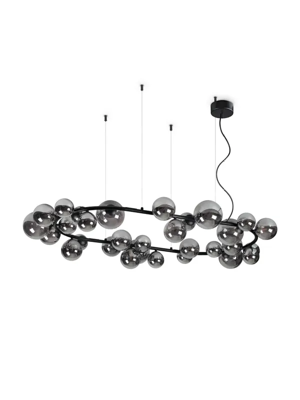 Soddisfatti O Rimborsati Lampadario moderno design minimal ovale nero con sfere 30 luci DL1788