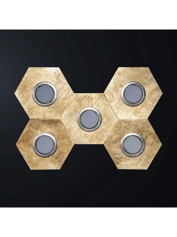 Plafoniera con faretti classica foglia oro 5 luci BGA 3407 Bestseller