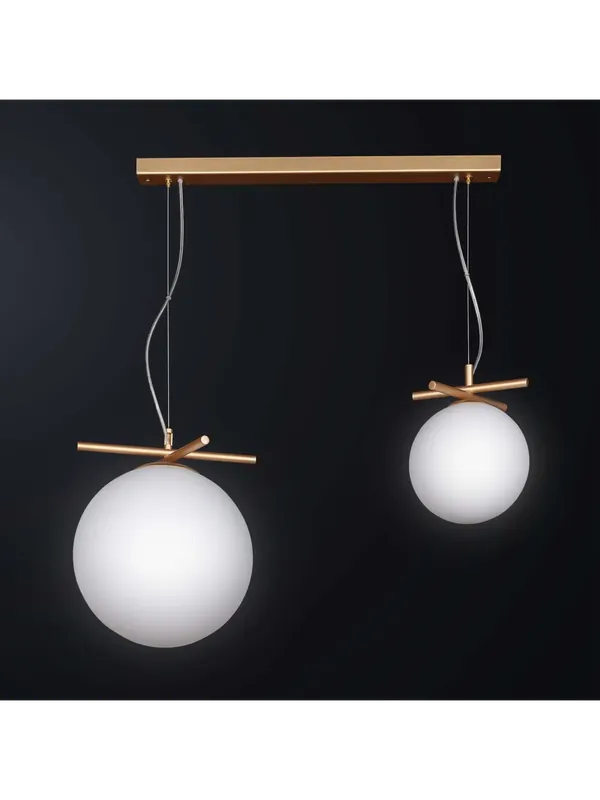 Lampadario moderno contemporaneo oro con sfere 2 luci BGA 3406 Consegna Rapida