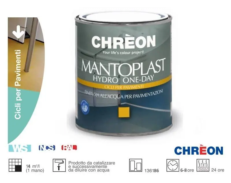Reso Gratuito Smalto per pavimenti Mantoplast Hydro One Day 750ml Bianco Lucido
