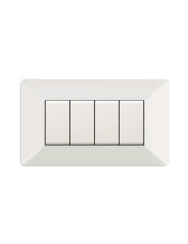 Placca coprinterruttore 4 moduli colore bianco compatibile matix Miglior Prezzo