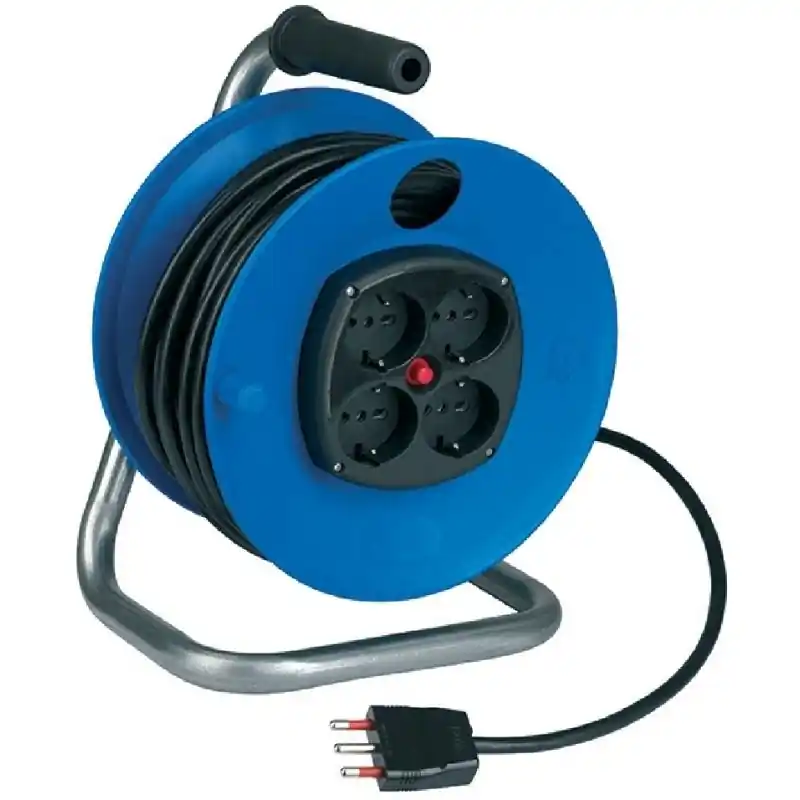 Popolare rosi avvolgicavo domestico con 15 metri di cavo 3g1.5 con 4 prese + spina 3p 16a cr14154bns