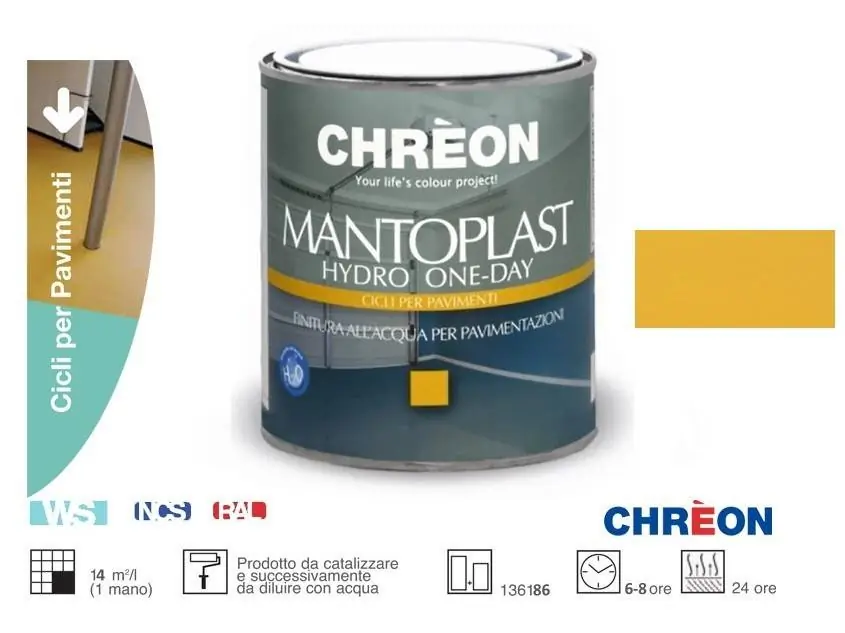Smalto per pavimenti Mantoplast Hydro One Day Satinato 750ml Giallo Ambra Novità