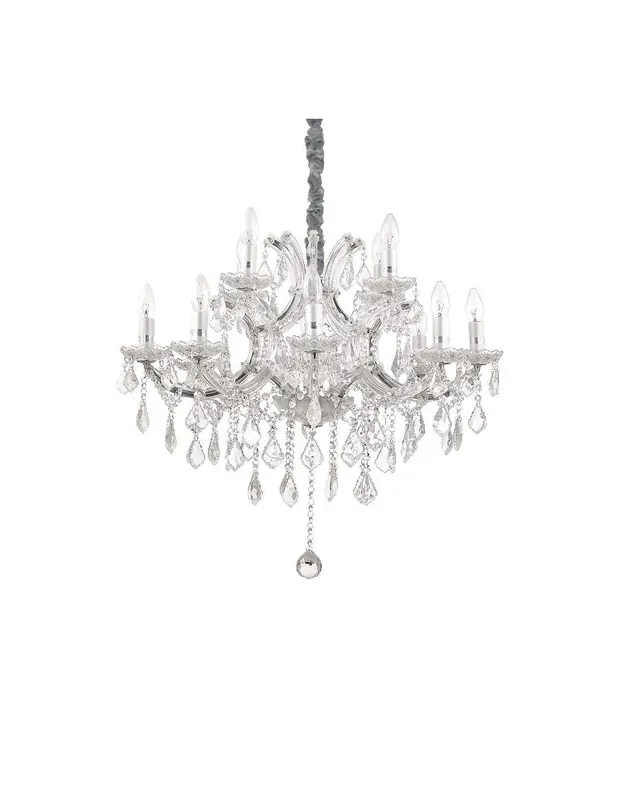 Non Perdere Ideal Lux Napoleon SP12 lampadario in vetro e cristallo classico E14 40W