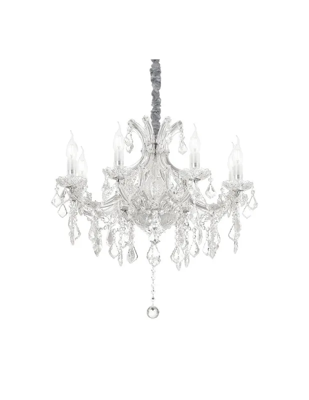 Ideal Lux Napoleon SP8 lampadario classico per salone in vetro e cristallo Promozione