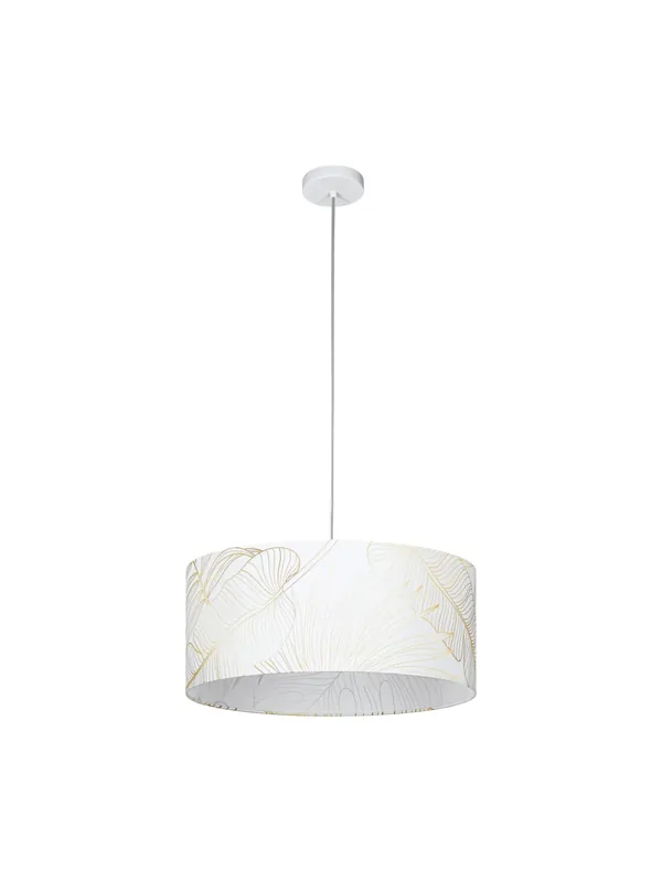 Lampadario a sospensione moderno in tessuto bianco e oro a 1 luce GL1636 Prezzo Ridotto