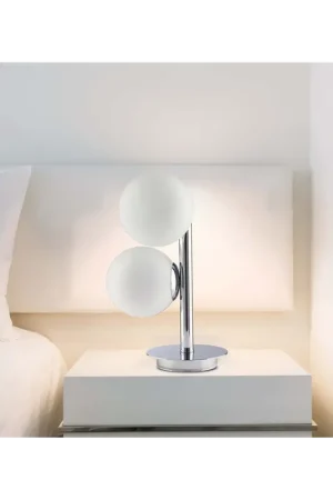 Ultime Pezzi Lume moderno cromato lucido con sfere bianche 2 luci luxury lgt 075