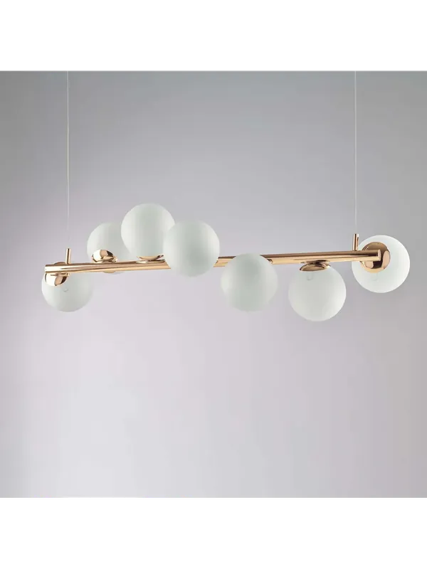 Di Tendenza Lampadario moderno oro lucido con sfere bianche 7 luci luxury lgt 073