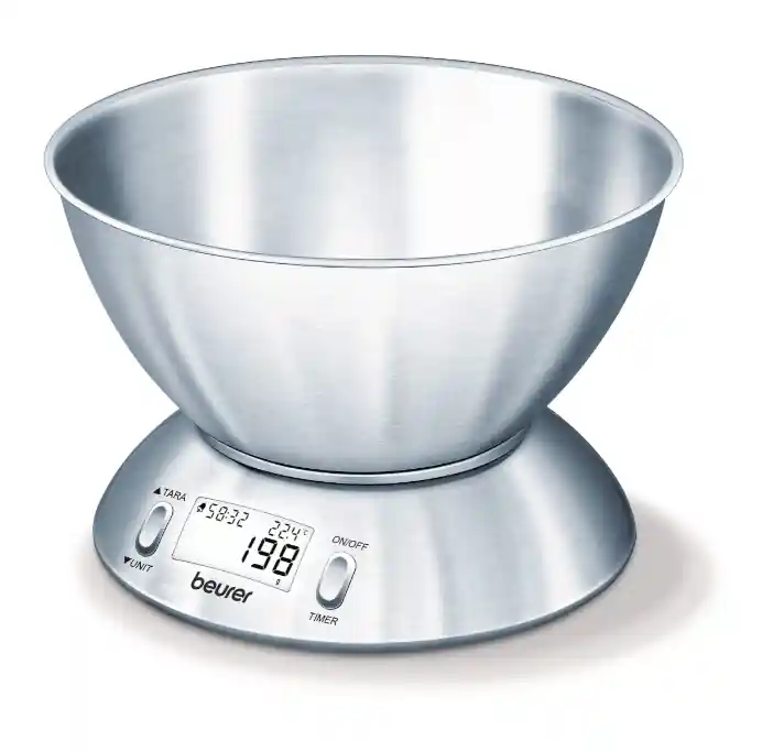 Nuovo Arrivo Bilancia da Cucina Beurer Digitale in Acciaio Inox con Display LCD e Funzione Tara - KS54
