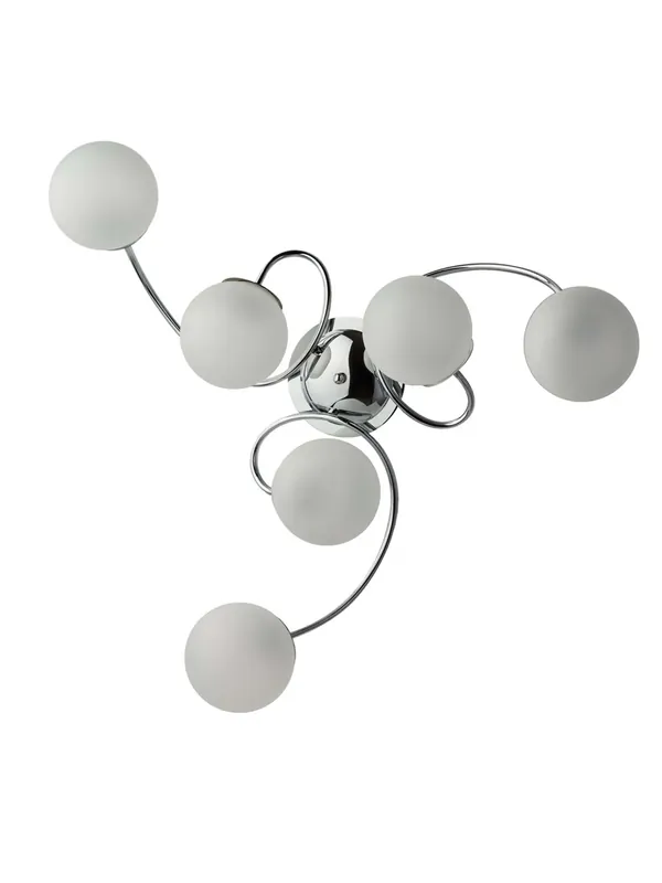 Prezzo Basso Plafoniera moderna cromato con sfere bianche 6 luci luxury lgt 069