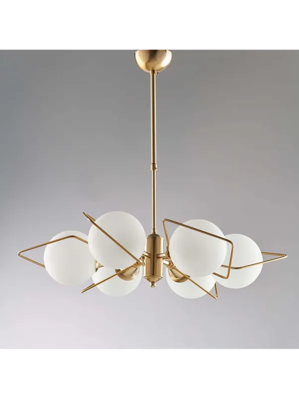 Lampadario moderno oro con sfere bianche 6 luci luxury lgt 066 Affare