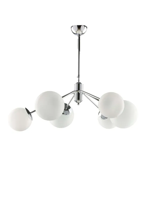 Compra Oggi Stesso Lampadario moderno cromato con sfere bianche 6 luci luxury lgt 065