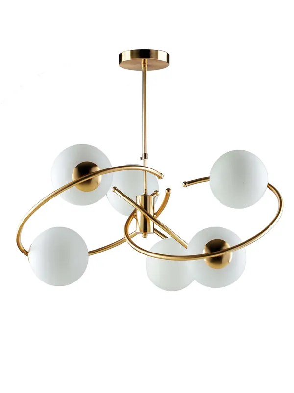 Esclusivo Lampadario moderno oro con sfere bianche 6 luci luxury lgt 062
