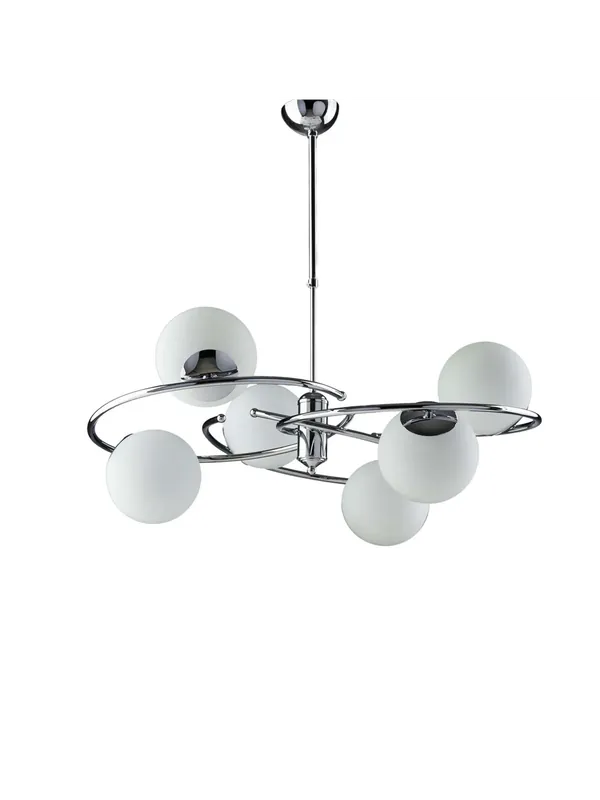 Occasione Imperdibile Lampadario moderno cromato con sfere bianche 6 luci luxury lgt 061