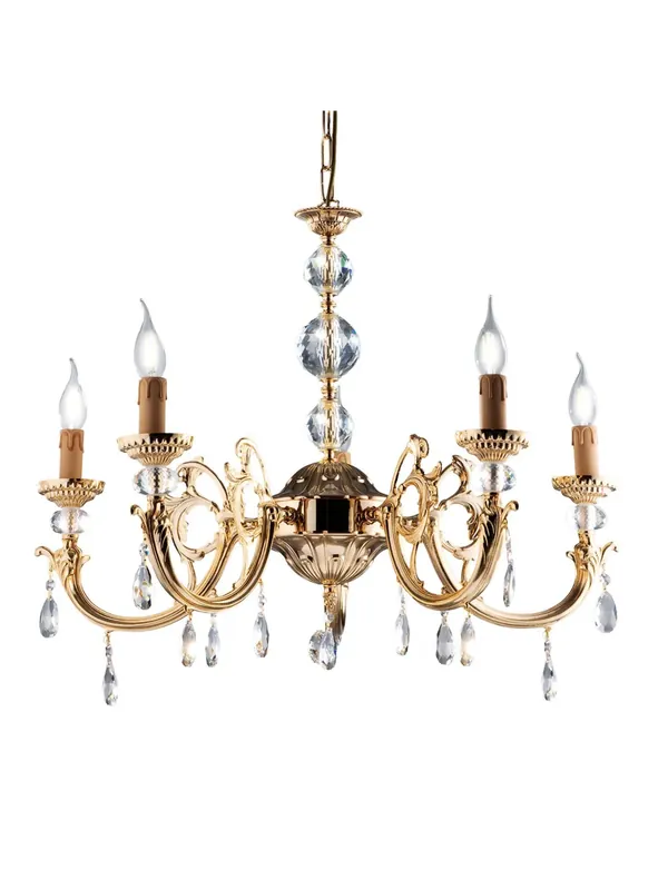 Offerta Speciale Lampadario classico ottone e cristallo 5 luci luxury lgt 036 design swarovsky