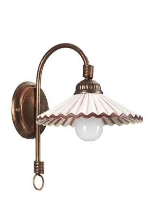 Applique DKL ITALIA Rosina attacco E27 bianco e marrone - DKL4257/AP Spedizione Espresso