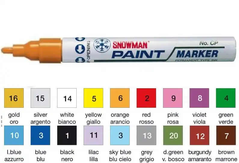 Pennarello indelebile marcatore e per ritocco Paint Marker Snowman - ARANCIO Quantità Limitata