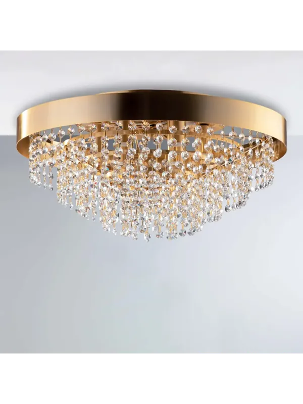 Plafoniera classica oro in cristallo 8 luci luxury lgt 033 design swarovsky Di Tendenza
