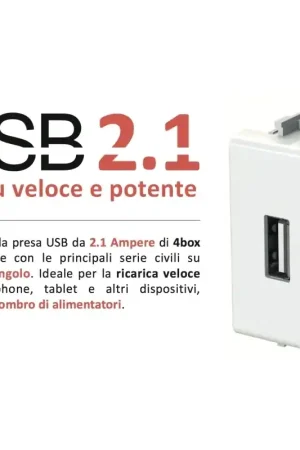 4 box presa usb per smartphone per bticino matix 2,1a 4bx4b.am.usb Compra Adesso