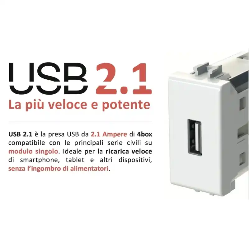 4 box presa usb per smartphone per bticino matix 2,1a 4bx4b.am.usb Compra Adesso